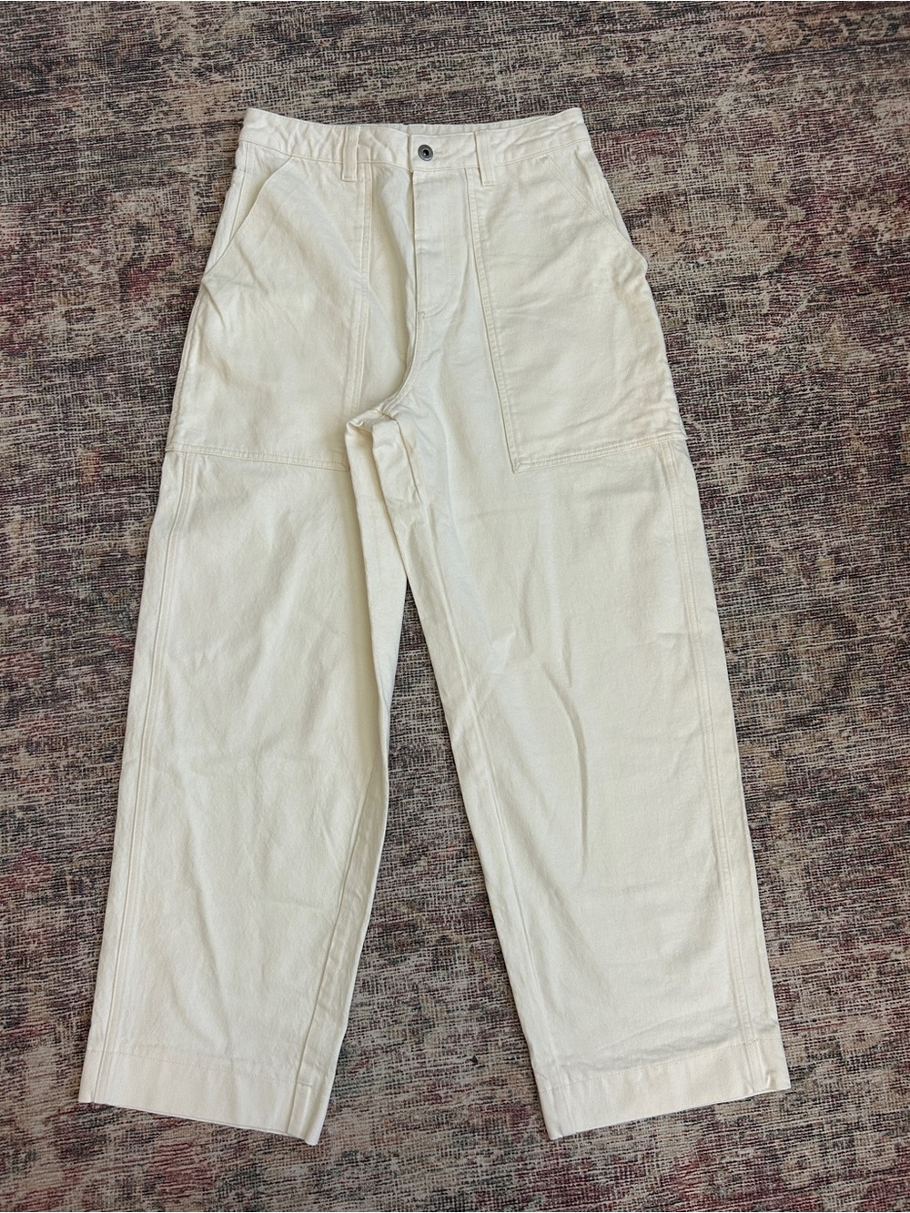 soeur Cream Wide-Leg Utility Trousers